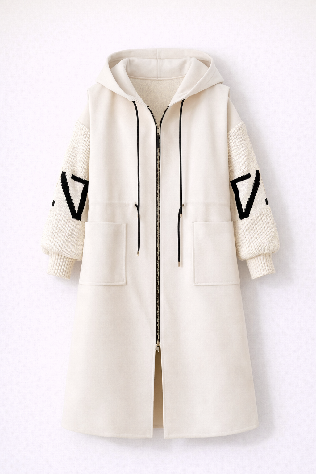 Harper Williams | Luxe Longline Jas met Gebreide Mouwen