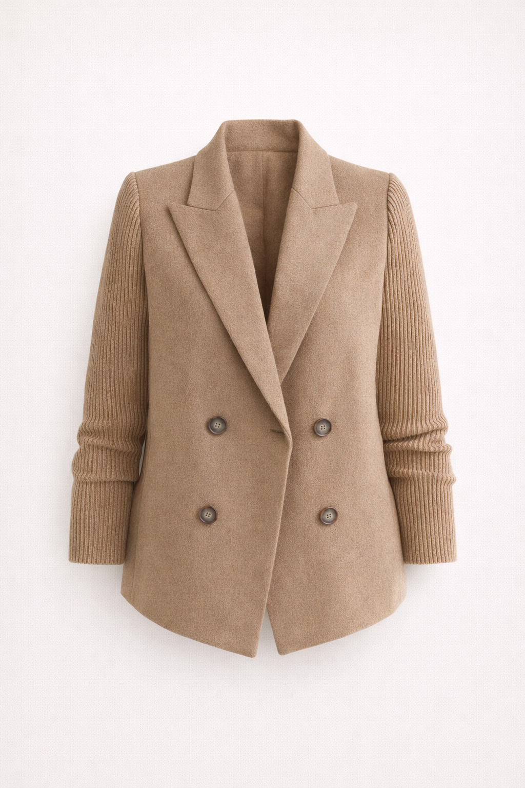 Emily Harrison | Knit Sleeve Tailored Blazer | Moderne elegantie met een verfijnde twist