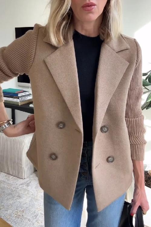 Emily Harrison | Knit Sleeve Tailored Blazer | Moderne elegantie met een verfijnde twist